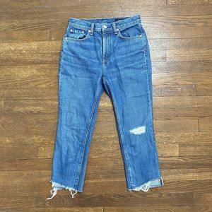 Rag & Bone Jeans Womens Blue Cut-Off Distressed Capri Jeans